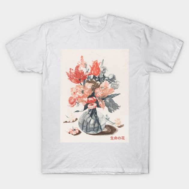 Blossoming Flowers of Life Japanese Design T-Shirt by Ampzy